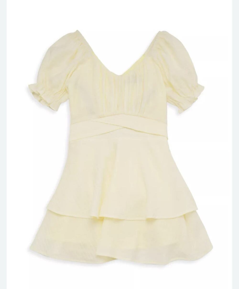 Katie J NYC Delilah Dress Girls Tween Puff Sleeve Tiered Mini Size Large 12 NEW